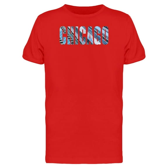 Cityscape On Chicago City Name T-Shirt Men -Image by Shutterstock, Male Large
