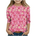 thumbnail image 2 of Feancey Breast Cancer Awareness Tshirts for Girls 3/4 Sleeve Casual Pink Ribbon Tops Dressy Casual Crewneck Graphic Tees Pink-2 9-10 Years, 2 of 5