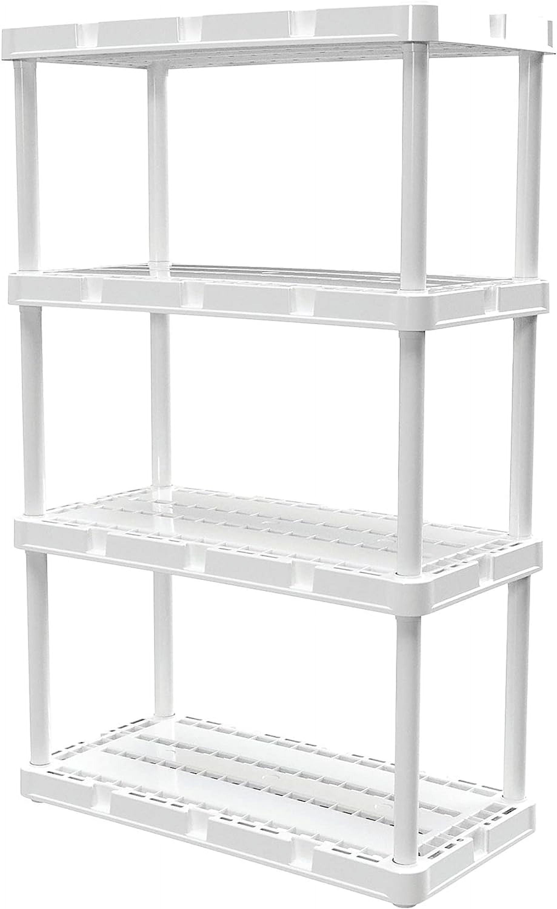 Happyyeah 2 Pack Light Duty Storage Shelves, Knect-A-Shelf 4-Shelf Ventilated Shelving Rack Organizer for Home, Garage, Basement & Laundry, White