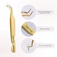 thumbnail image 2 of Curacoro Lash Tweezer - Professional & Precision Fiber Tip Grip Lash Tweezers for Eyelash Extensions, Multi Shapes & Purposes Tweezers for Volume, Isolation & Classic Lashes (Gold, Save Time), 2 of 8
