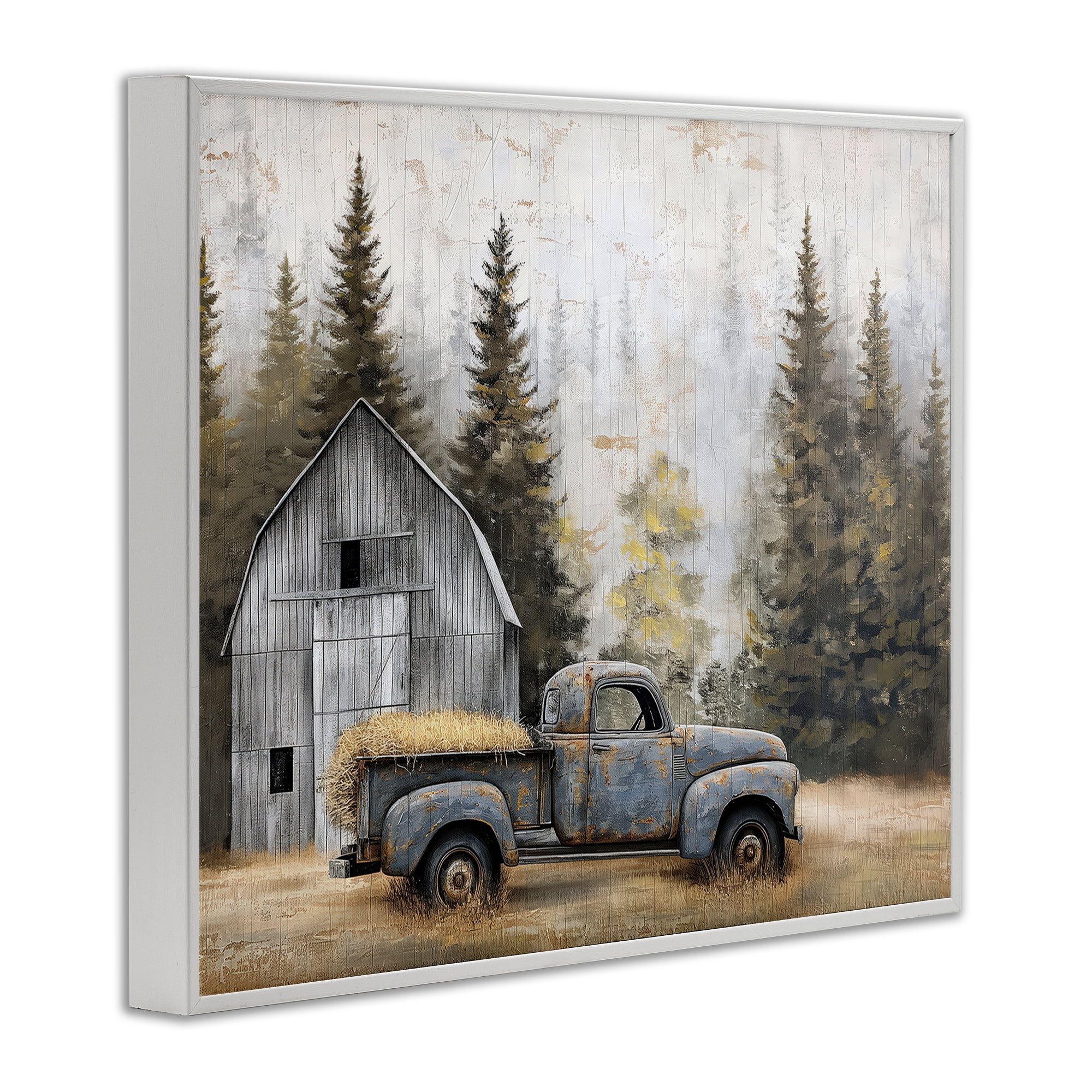 Stupell Industries Autumn Barn & Pine Forest White Framed Giclee Art, design by Imagine It Images