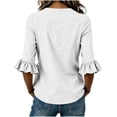 thumbnail image 4 of Neewe Ruffle 3/4 Length Sleeve for Womens Tops Dressy V Neck Collared Shirts Trendy Business Casual Daily Outfits, 4 of 5