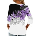thumbnail image 7 of Yteetum 3/4 Length Sleeve Womens Tops Summer V Neck Floral Printed 3/4 Sleeve Shirts Casual Loose Lightweight Comfy T Shirts, 7 of 7
