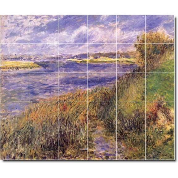 Ceramic Tile Mural-Auguste Renoir Country Painting 54. 25.5" w x 21.25" h using (30) 4.25 x 4.25 ceramic tiles