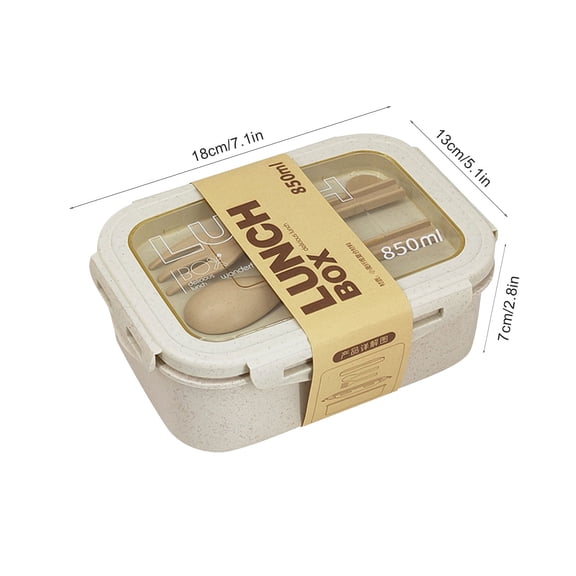Qholemyo Wheat Straw Japanese Style Bento Lunch Box Plastic Microwave Safe For Students Office Workers