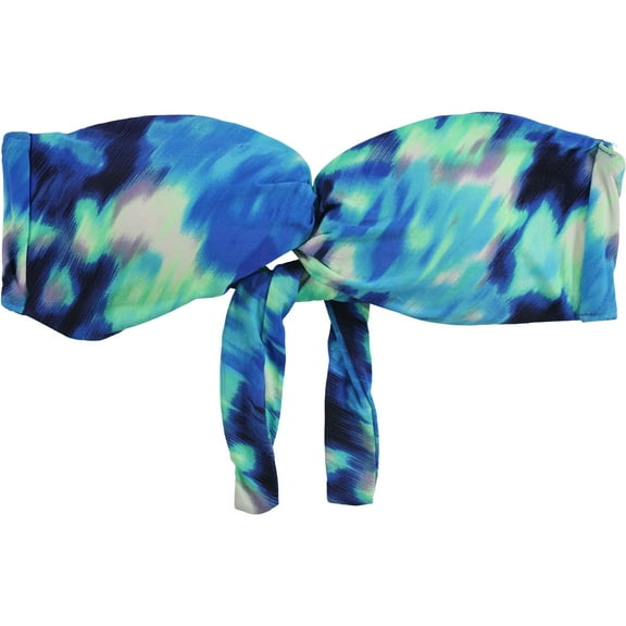Carmen Marc Valvo Womens Tie Dye Bandeau Swim Top, Blue, X-Small