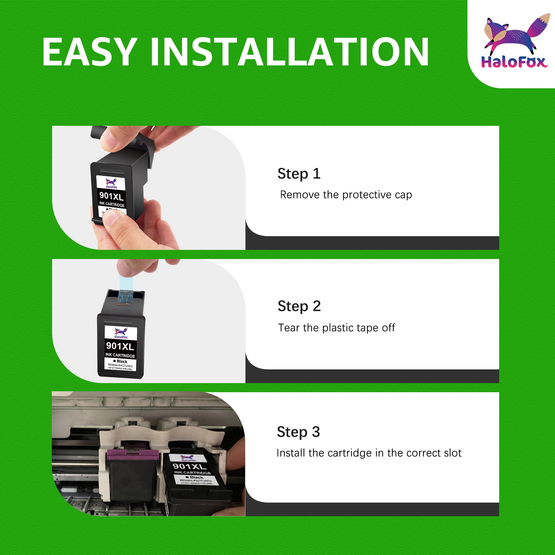 901XL Ink Black and Color Combo Pack 901 Printer Cartridge, Compatible for 901 Officejet 4500 J4680 (2 Pack)