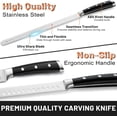 thumbnail image 3 of baomifa-Carving Knife Set, 12" Brisket Slicing Knife for Meat Cutting and 12" Knife Sharpener Honing Rod for Kitchen Knives, Razor Sharp Premium Stainless Steel Carving Knife for Meat with Gift Box, 3 of 4