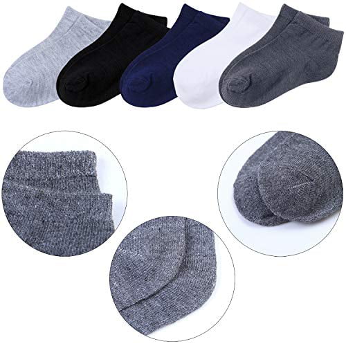 Cooraby 15 Pairs Kids Half Cushion Low Cut Socks Teens Ankle Socks for Big Boys or Girls 