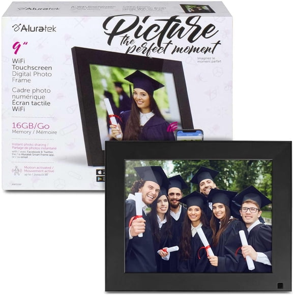 Aluratek AWS09F - Cadre photo Numérique - 16 Go - 9 Pouces - 1024 x 768 - Noir Mat
