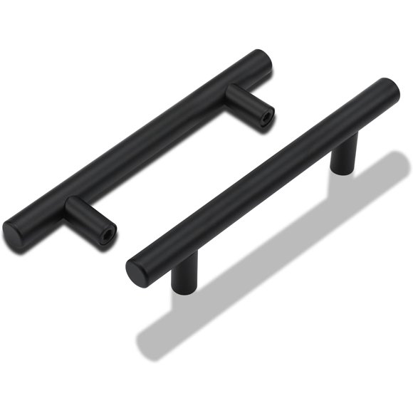 Black Kitchen Cabinet Handles, Set of 4, 200mm Length, Modern Design for Cupboards