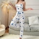 thumbnail image 5 of Pijama de Dos Piezas con Top Corto con Estampado de Corazones y Pantalones Anchos para Mujer. Ropa de Dormir para Estar en Casa. Amor Azul M, 5 of 7