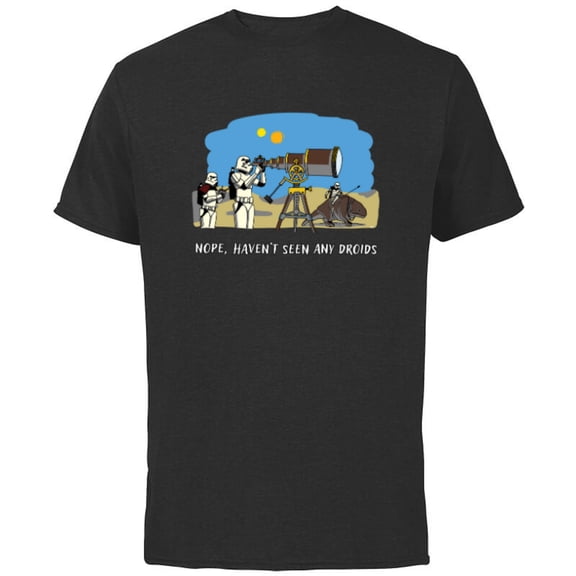 Star Wars Stormtrooper “Nope, Haven’t Seen Any Droids” Funny - Short Sleeve Cotton T-Shirt for Adults - Customized-Black