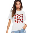 thumbnail image 4 of VILOVE Womens Strawberries Graphic Tees Crew Neck Short Sleeve Fruit Strawberries Shirts, 4 of 11
