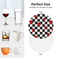 thumbnail image 6 of Zufioo Ladybugs Of Black And White Checkers Print Leather Coaster Set, Decorative PVC Coasters 4-pack - Scald and Stain-resistant, Suitable for Home, Cafes, Restaurants-Round Shape, 6 of 6