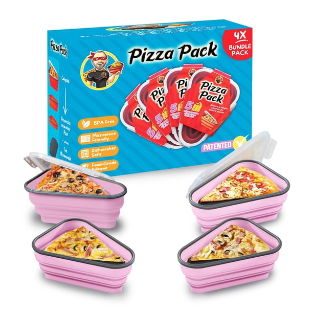 Recipiente reutilizable para pizza Pack con 5 bandejas, color rosa