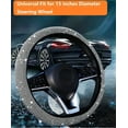 thumbnail image 2 of Car Steering Wheel Cover Universal Fit for 15 Inches Diameter, Bling Crystal Rhinestones Steering Wheel Protector for Women Anti-Slip Backing Elastic Easy Installation, White, 2 of 5