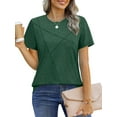 thumbnail image 3 of UVN Blouses for Women Summer Short Sleeve Shirts Casual Crew Neck Pleated Tunic Tops, 3 of 10
