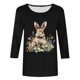 thumbnail image 4 of Xuyuer Ladies' Easter Print Round Neck Three Quarter Sleeve 3/4 Sleeve T-shirt Loose Tops Casual Loose Fit Crewneck T Shirts Tunic Tops, 4 of 5