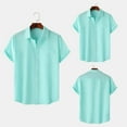 thumbnail image 2 of JLFKNG Mens Shirts Casual Solid Color Shirts Casual Buttons Down Short Sleeve Summer Beach Shirt Tops Breathable Loose Fit Lounge Summer Tops, 2 of 9