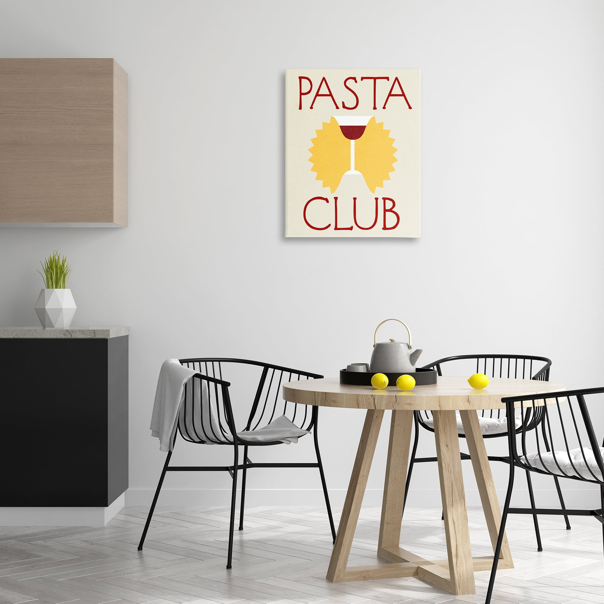 Stupell Industries Pasta Club with Wine Food & Beverage Painting Wrapped Canvas Art Print Wall Art, 24 x 30