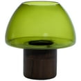 thumbnail image 4 of Northlight Transparent Glass Candle Holder with Wooden Base - 9.75" - Olive Green, 4 of 7