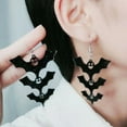 thumbnail image 5 of Acrylic Halloween Earrings Black Skull Bat Drop Dangle Earrings for Women Fun Cute Spooky Halloween Holiday Costume Jewelry Gothic Hallowmas Acrylic Dangle Earrings, 5 of 6