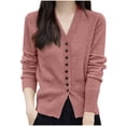thumbnail image 2 of Dxzfnsa Womens Cardigan Sweaters Women's Lightweight Solid Color Long Sleeve Knit Coats Loose Soft Button Up V Neck Cardigan Jackets, 2 of 6