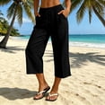 thumbnail image 6 of Wiyuqeen Women's Capri Pants with Pocket Elastic Waist Baggy Beach Capris Lightweight Summer 7/8 Length Trousers Everyday Casual Wear Black M, 6 of 9
