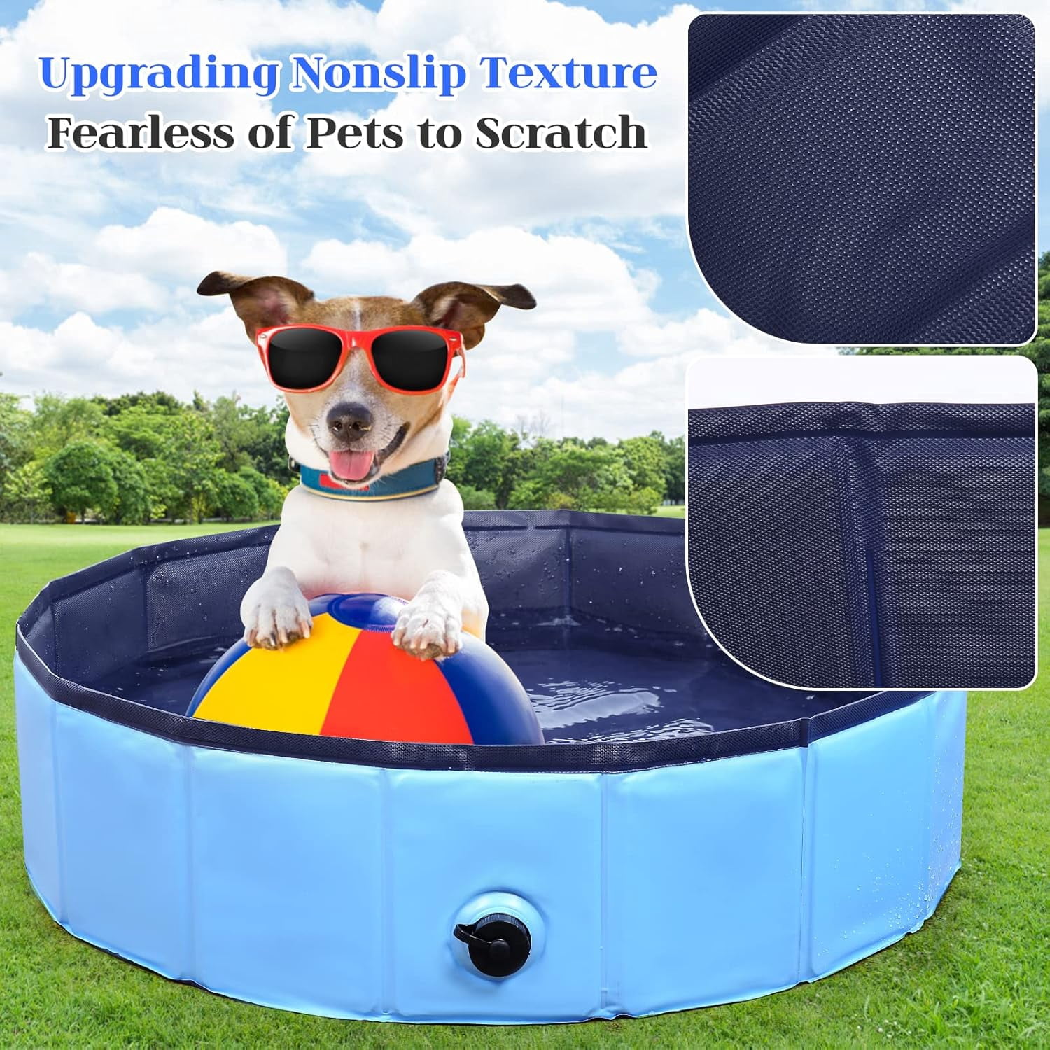 Foldable Dog Pool, Portable Collapsible Pet Bath Tub for Small/Medium Dogs, Cats & Kids, Kiddie Pool, 32x8 Inch Blue