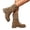 Brown, variant on KEVCHE Womens Belt Buckle Mid-Calf Martin Boots, Casual Lace-Up Combat Booties with Chunky Sole, Comfortable Wide Width Boots for Daily Wear