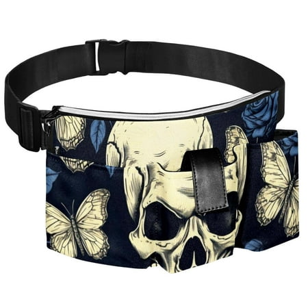 

Gardening Tools Belt Bags Adjustable Waist Bag Hanging Pouch Portable Dogs Walking Bag Skull Butterfly