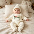 thumbnail image 5 of YDFCWXW My First Christmas Boy Girl Outfit Waffle Romper + Santa Hat, Newborn Long Sleeve Christmas Tree Jumpsuit Onesie (White, 3-6 Months), 5 of 9