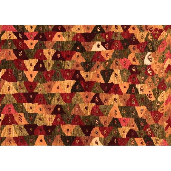 Ahgly Company Indoor Rectangle Abstract Orange Contemporary Area Rugs, 6' x 9'