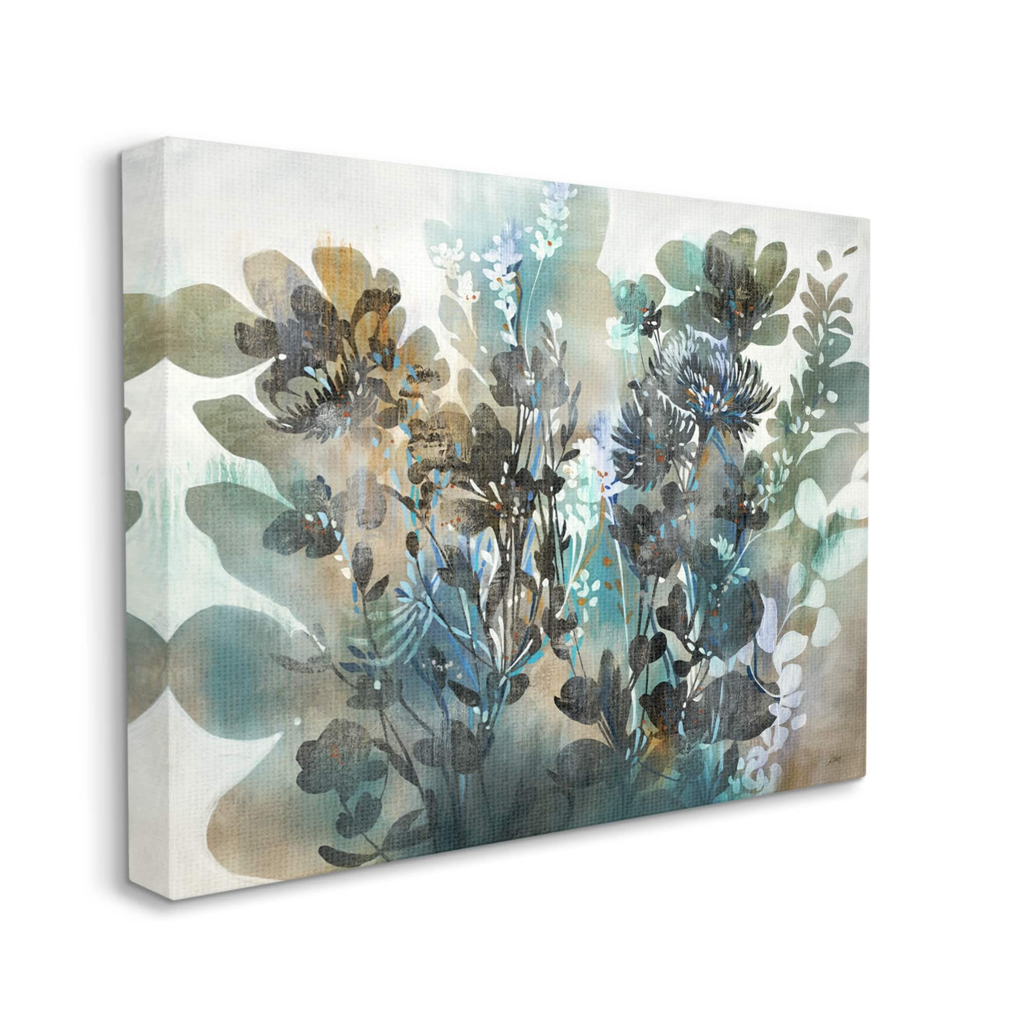 Stupell Overlapping Flower Sprigs Modern Shapes Abstract Painting Gallery Wrapped Canvas Print Wall Art