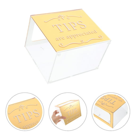 HOMEMAXS Donation Tip Holder for Bartender Bars Restaurants Acrylic Tips Box for Money Storage Containers Suggestion Box Raffle Cash Box