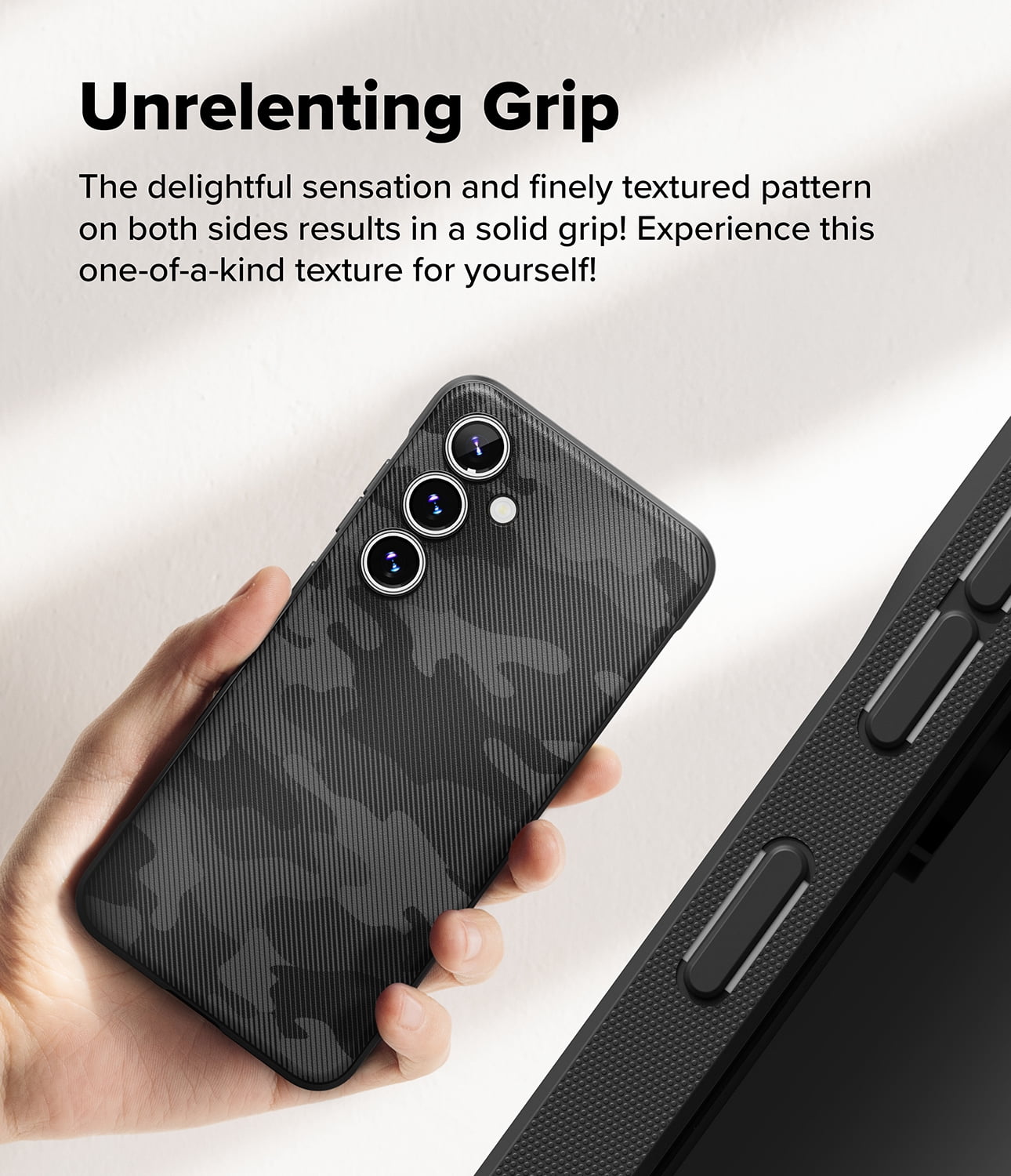 Ringke Onyx for Samsung Galaxy S24 FE Case, Firm Grip Non-Slip Unique Texture Flexible Durable TPU Phone Cover - Camo Black