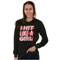 thumbnail image 3 of Proud Woman Martial Arts Fighter Women's Long Sleeve T Shirt Brisco Brands X, 3 of 6