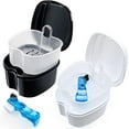 thumbnail image 1 of Colorful Denture Bath Case with Brush, Denture Cup Soaking Holder False Teeth Container Mouth Guard Storage Case Cleaning with Lid Waterproof, 1 of 8