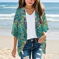 thumbnail image 4 of MKOSPLRT Lightweight Spring Cardigan for Girls 3-14 Years Open Front 3/4 Sleeve Chiffon Cardigans Casual Boho Floral Print Cardigans, 4 of 5