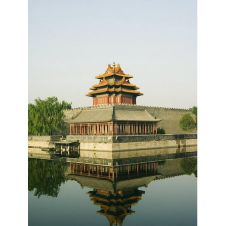 Reflection of the Palace Wall Tower in the Moat of the Forbidden City Palace Museum, Beijing, China Print Wall Art By Kober