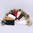thumbnail image 4 of Conjunto de gorro y bufanda de punto para padres e hijos, conjunto de dos piezas, gorro con bola de pelo real de mapache, bufanda, gorro acrílico, otoño e invierno, 4 of 5