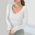 thumbnail image 4 of Timegard Womens Going out Tops Scoop Neck Slim Fitting Fall Casual Comfy Tee Tops Thermal Underwear, 4 of 5