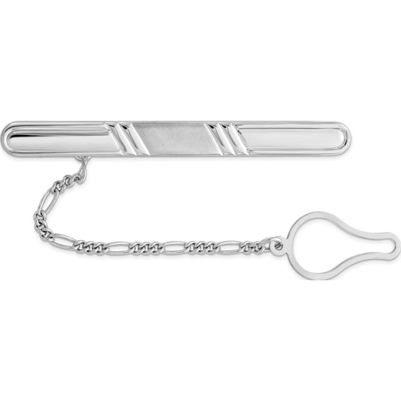 Sterling Silver Rhodium Plated Tie Clip (59 X 6) Made In Italy qq525