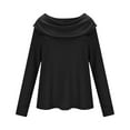 thumbnail image 5 of Pxxlle Waffle Shirt Women Plus Size Cowl Neck Shirts Casual Long Sleeve Spring Tops Solid Color Business Work Blouse Black XXXL, 5 of 10