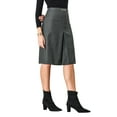 thumbnail image 4 of INSPIRE CHIC Women's Office Knee Lenght High Waist Plaid Tartan Skirt S Dark Grey, 4 of 5