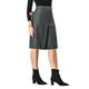 thumbnail image 4 of Falda de tartán de cuadros de cintura alta hasta la rodilla para oficina de mujeres Inspire Chic L Gris oscuro, 4 of 5