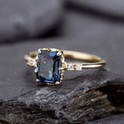 London Blue Topaz Wedding Bridal Ring |Halo Ring Engagement Wedding Gift Ring