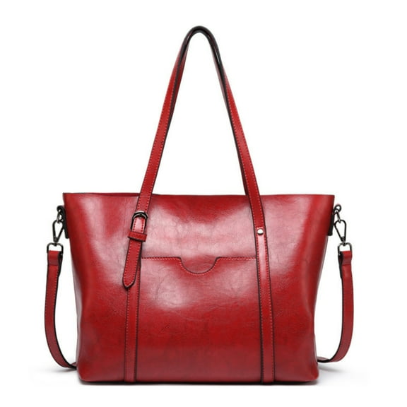 Ladies Shoulder Tote Bags Purses Handbags PU Leather Satchel Wine Red