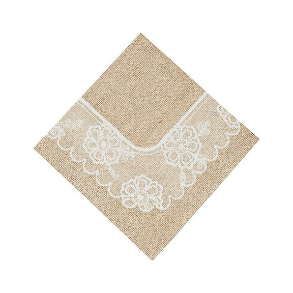 Burlap & Lace Bev Napkins (16Pc) - Party Supplies - 16 Pieces